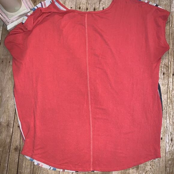 Bobeau Vertical Stripe Cap Sleeve Top - Picture 2 of 6